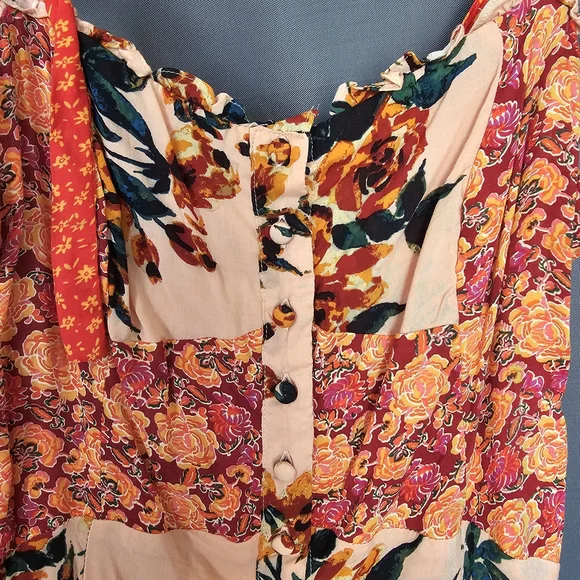 Free People Pink & Coral Floral Tie-Shoulder Maxi Dress - Picture 3 of 6